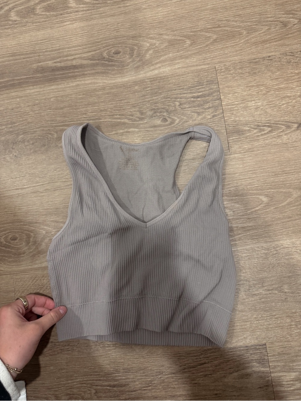 GARAGE taupe ribbed tanktop S